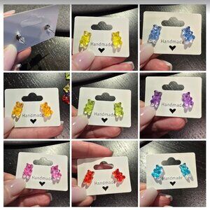 Colorful Resin Gummy Bear Earrings - Handmade!